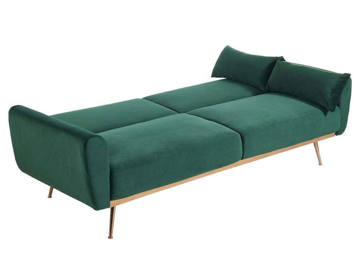 SCHLAFSOFA Klappsofa 3-Sitzer - Samt - Tannengrün - LAUNEI - Grün, Textil (84/86/208cm) - Vente-Unique