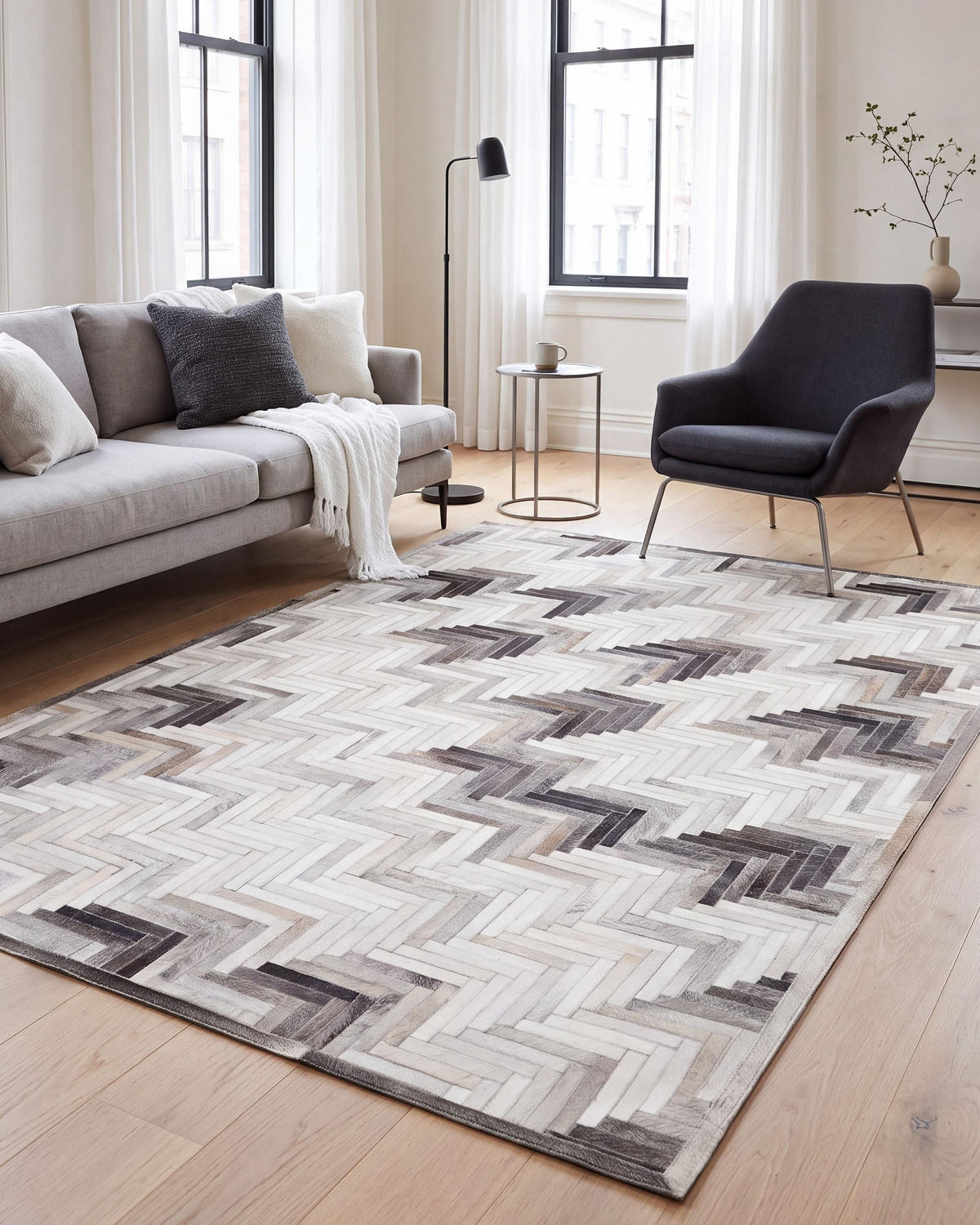 KURZFLOR-TEPPICH Arsuz 200/140 cm - Grau, Fell (140/200cm) - Beliani