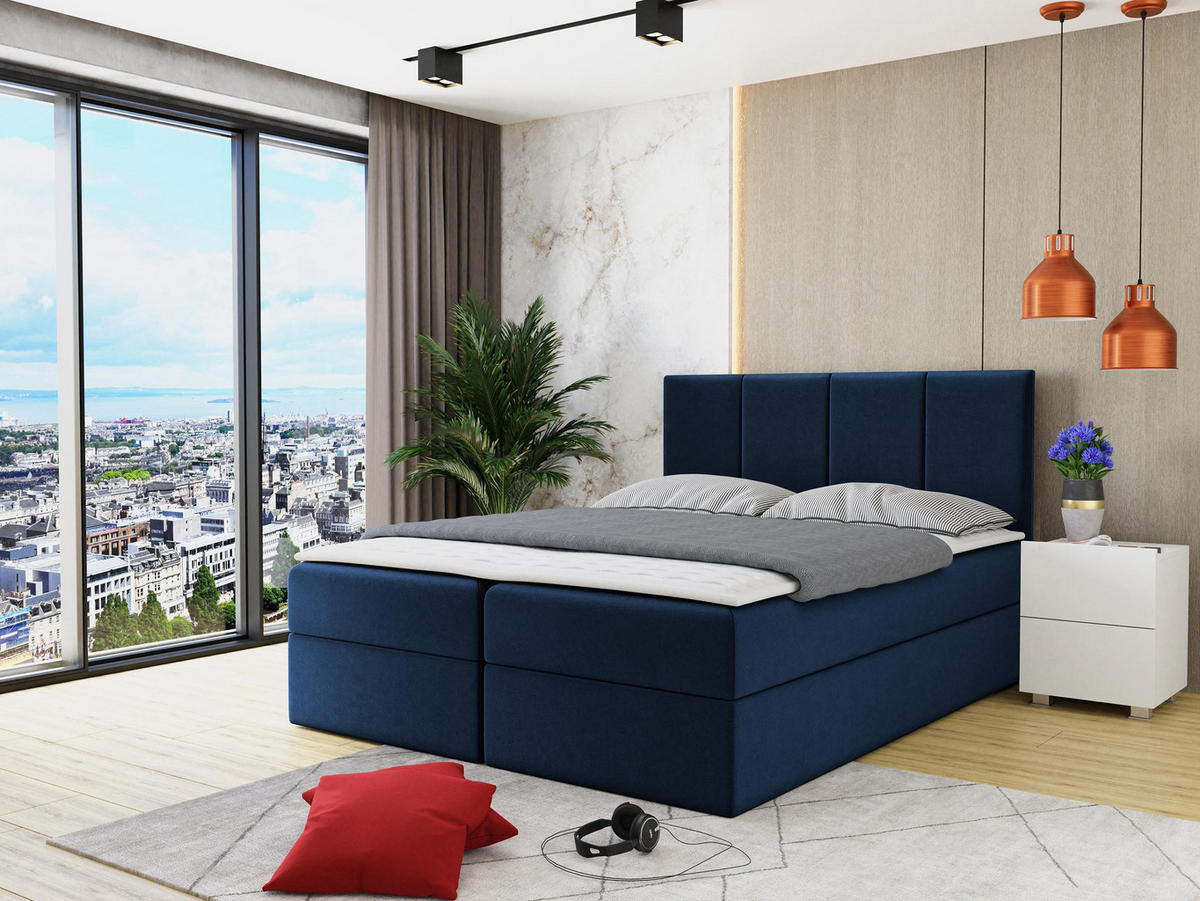 BOXBETT Rebos - H3 - Blau, Holz/Textil (140/200cm) - MIRJAN24