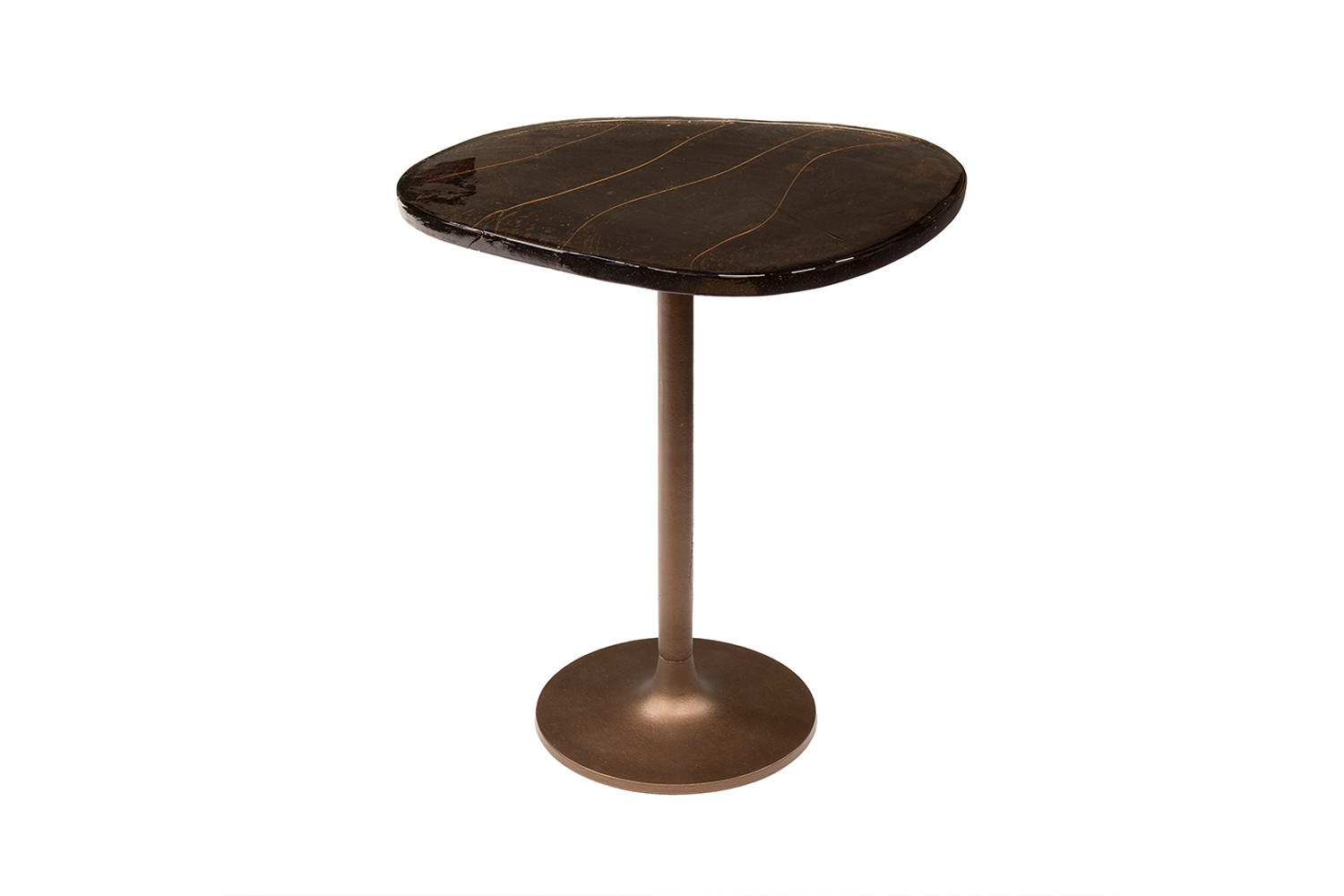 BEISTELLTISCH DARI Braun Glas - Braun/Kupferfarben, Glas/Metall (50/42/55cm) - KAWOLA