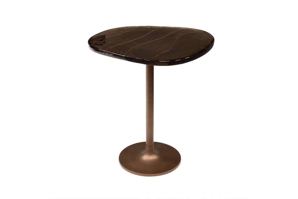 BEISTELLTISCH DARI Braun Glas - Braun/Kupferfarben, Glas/Metall (50/42/55cm) - KAWOLA