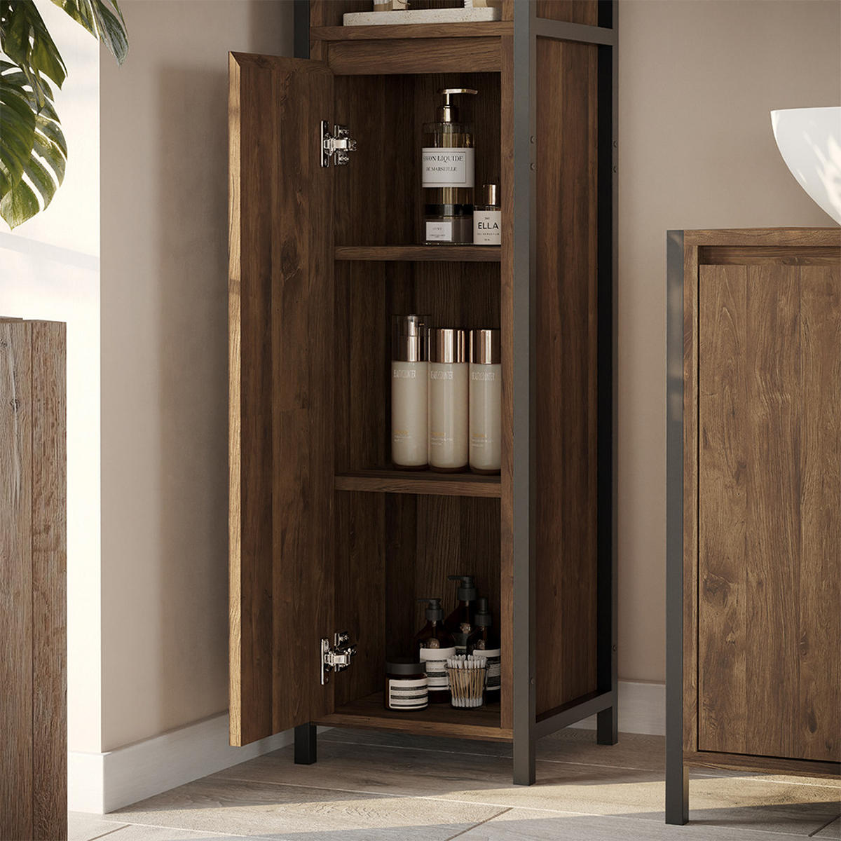 KOUPELNOVÁ SKŘÍŇKA Naola Dub/černá - černá/barva dubu, kompozitní dřevo (30/167.5/28cm) - Vicco