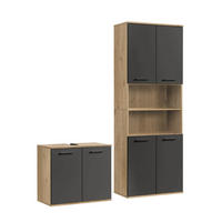 BADMÖBEL-SET 2-teilig Der Steuermann - Anthrazit, Holzwerkstoff (135/180/34cm) - Mokebo