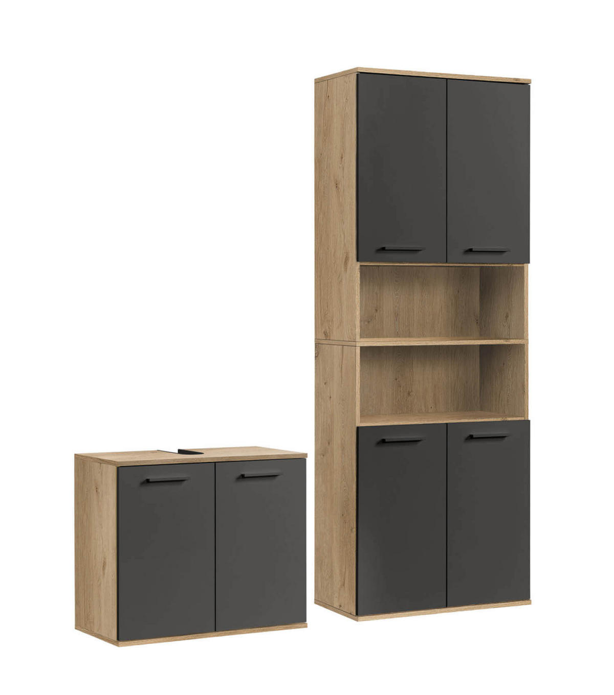 BADMÖBEL-SET 2-teilig Der Steuermann - Anthrazit, Holzwerkstoff (135/180/34cm) - Mokebo