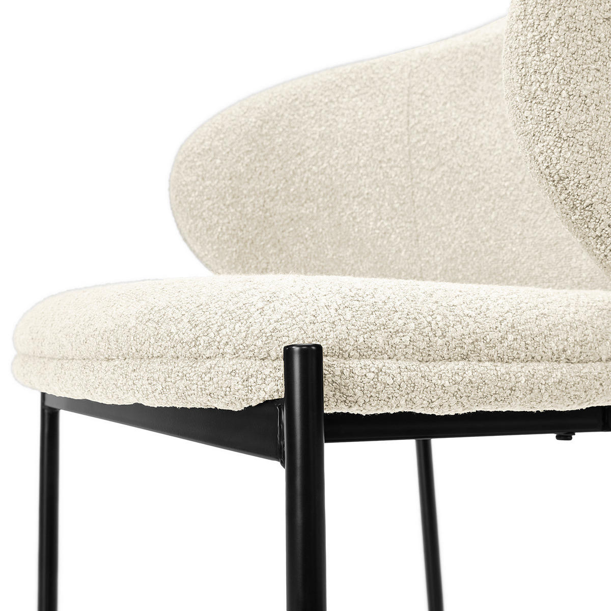 POLSTERSTUHL - 2er-Set - Stahl / Bouclé - Creme, Textil/Metall (57/76/58cm) - home24