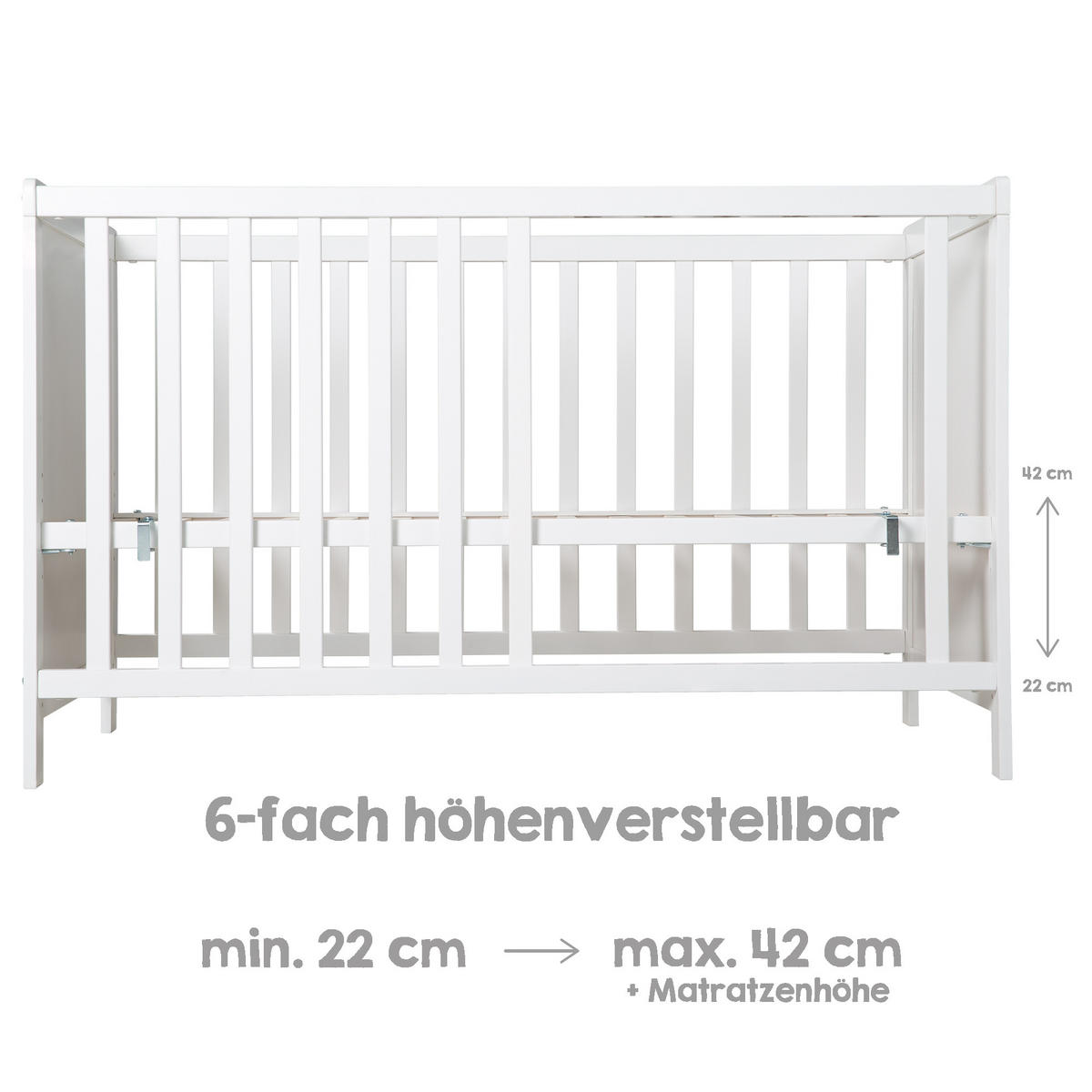 BABYBETT safe asleep 60 x 120 cm - Weiß, Holzwerkstoff (60/120cm) - Roba