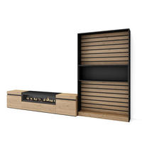 WOHNWAND Wohnzimmer, eiche, schwarz, Elektrokamin,, 310/35/186cm - Eichefarben/Beige, Holzwerkstoff (310/186/35cm) - Skraut Home