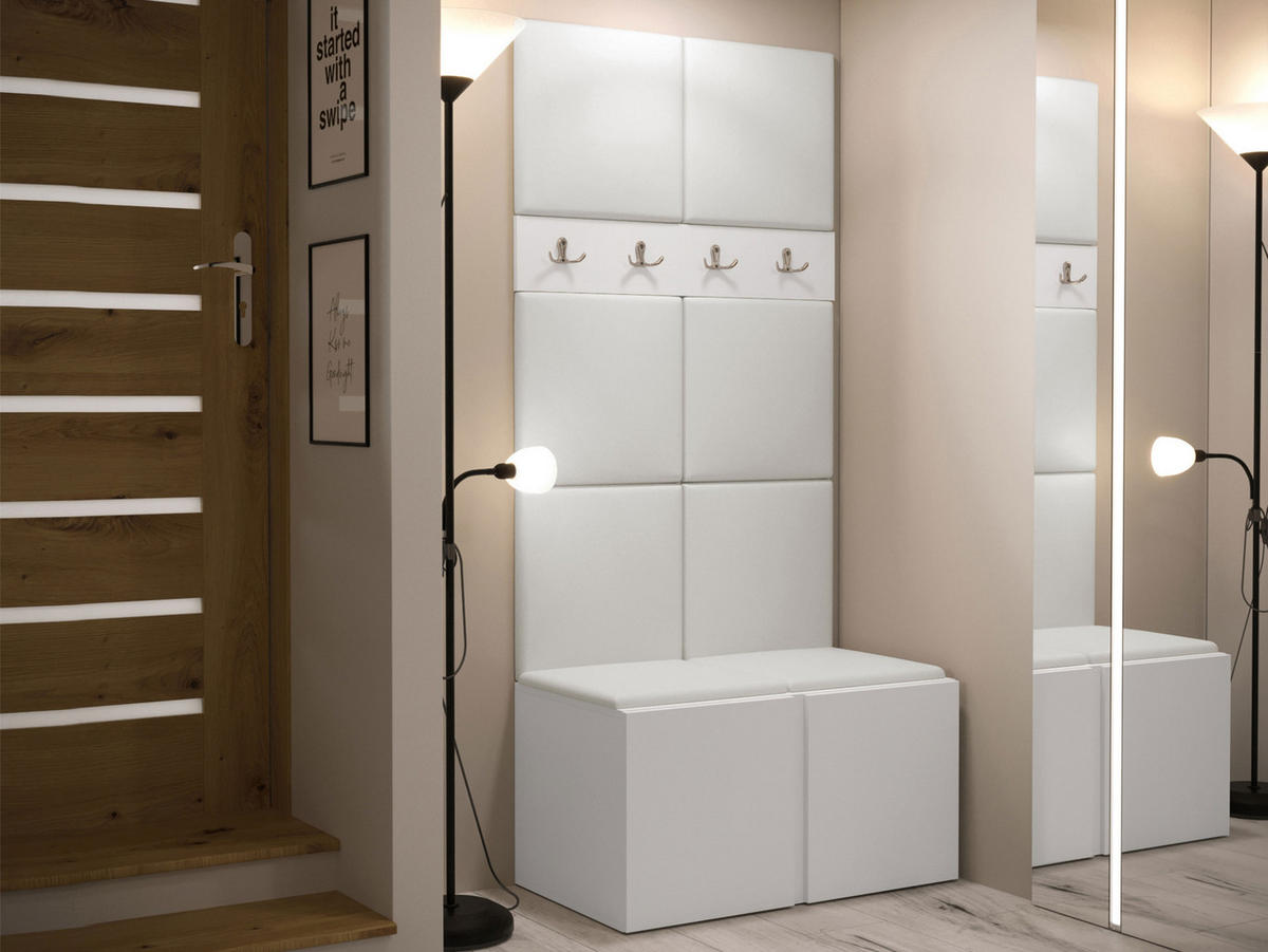 GARDEROBEN-SET Orion IV - Weiß, Holzwerkstoff/Kunststoff (84/186/46cm) - MIRJAN24