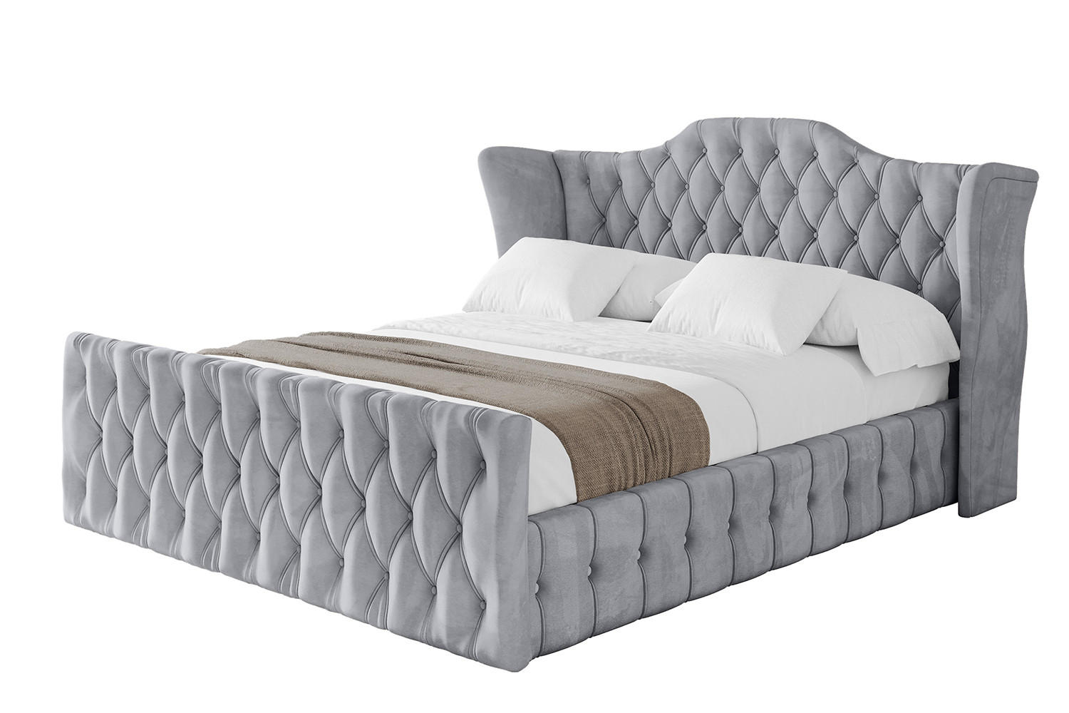 POLSTERBETT mit Bettkasten, Fußteil und Lattenrost, Boxbett mit Matratze H3/H4 - MODY-Z 180x200 Hellgrau - Hellgrau, Holzwerkstoff/Textil (180/200cm) - ALTDECOR