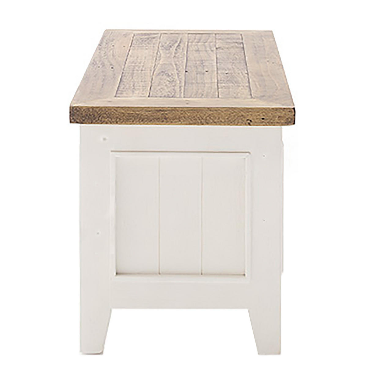 GARDEROBENBANK - Kiefer massiv - Weiß, Holz (90/45/40cm) - home24