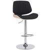 BARHOCKER Stoff natura/schwarz - Chromfarben/Eukalyptusholzfarben, Textil/Metall (50/94/50cm) - CLP
