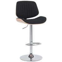BARHOCKER Stoff natura/schwarz - Chromfarben/Eukalyptusholzfarben, Textil/Metall (50/94/50cm) - CLP