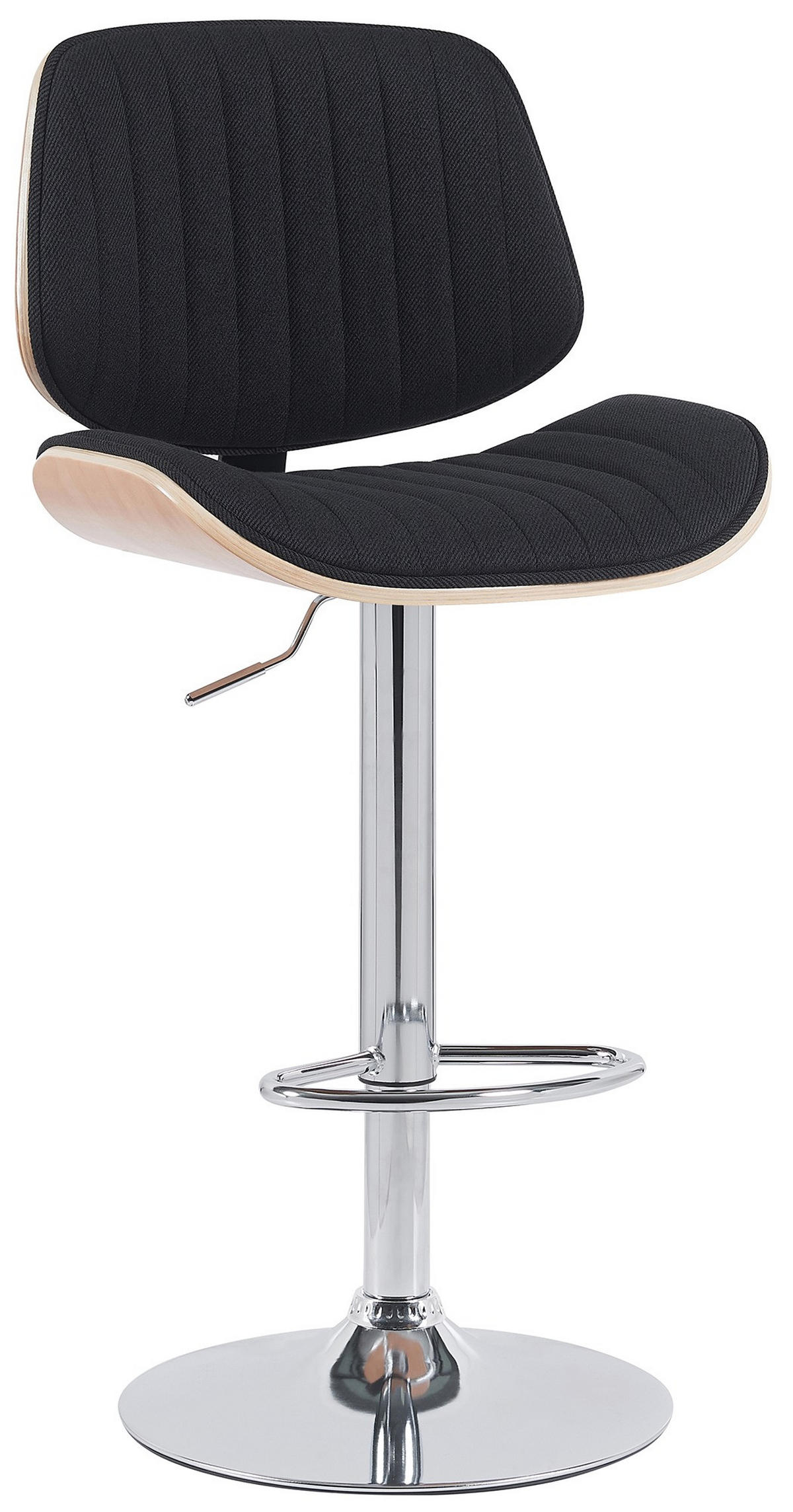 BARHOCKER Stoff natura/schwarz - Chromfarben/Eukalyptusholzfarben, Textil/Metall (50/94/50cm) - CLP