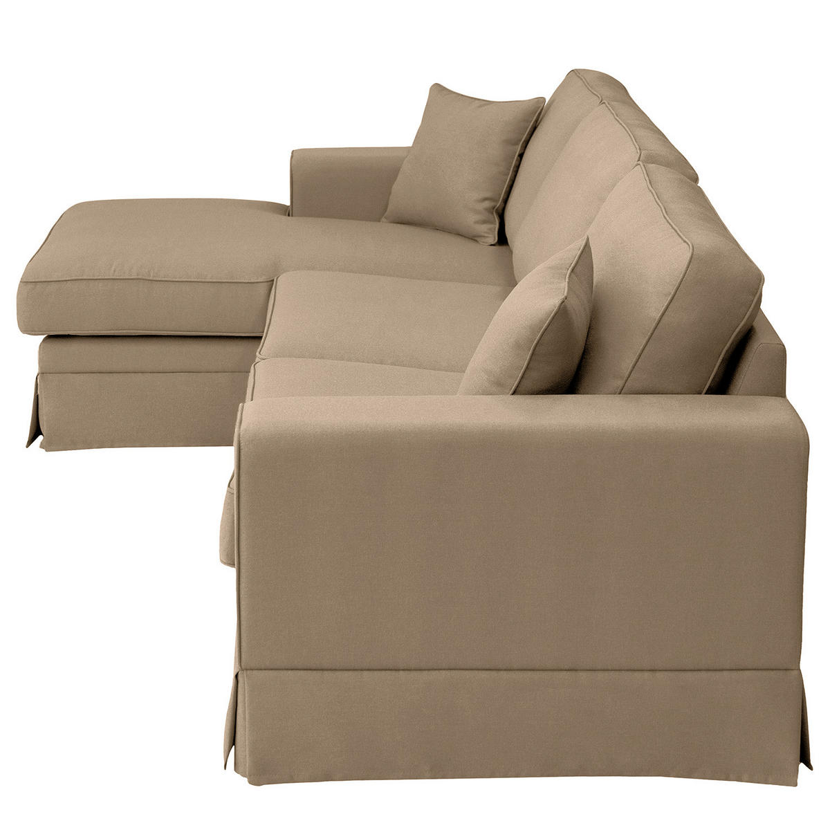 ECKSOFA mit Husse - Longchair, Webstoff - Hellbraun/Schwarz, Kunststoff/Textil (300/165cm) - home24