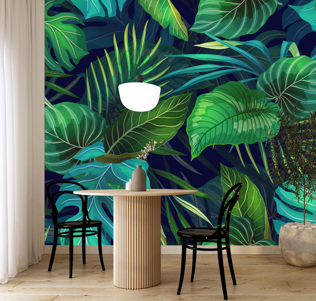 FOTOTAPETE Tropische Blätter Pflanzen Natur 300x210 - Türkis/Grün, Papier (300/210cm) - Muralo
