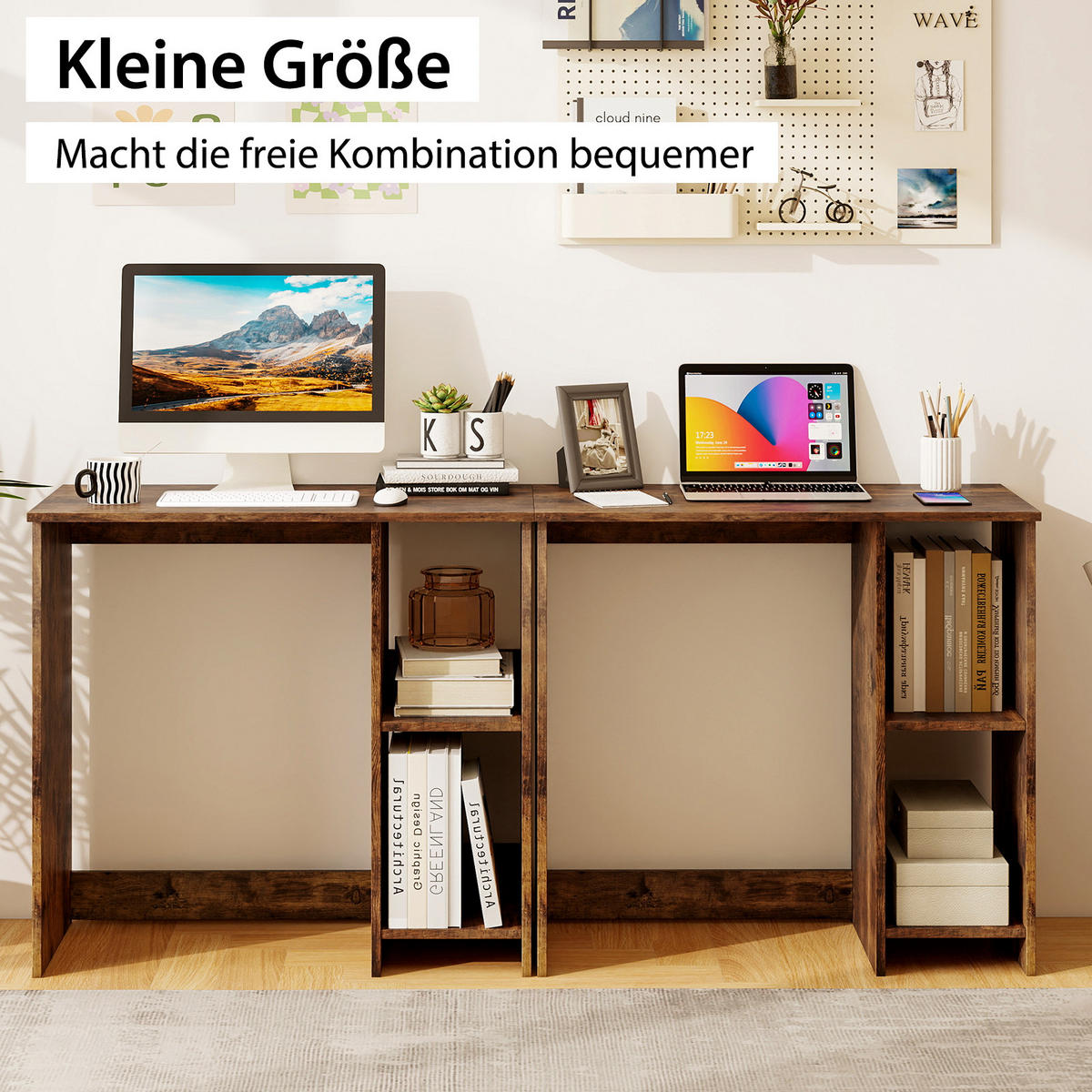 COMPUTERTISCH Braun - Braun, Holz (40/80/74cm) - COSTWAY