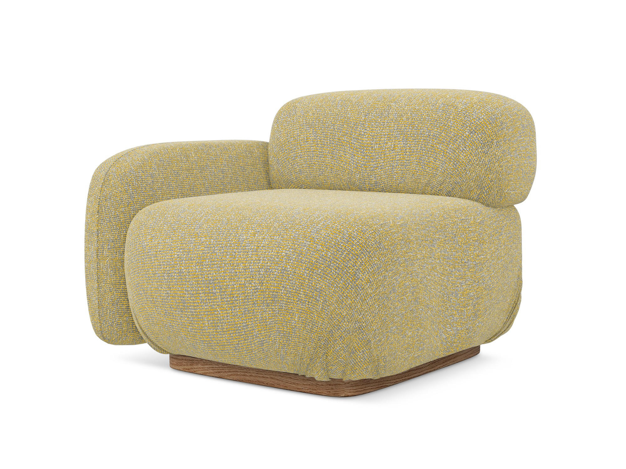 SOFAELEMENT Links Strukturstoff Stoff Gelb - Currygelb/Gelb, Holz/Textil (95/73/95cm) - Makamii