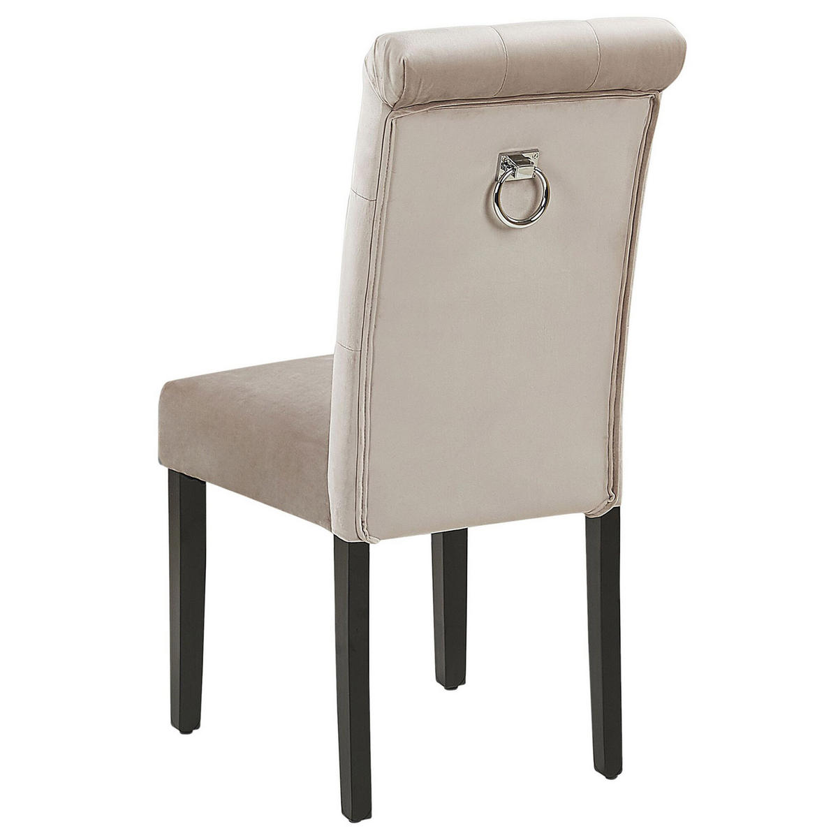 ESSZIMMERSTUHL 2er-Set Samtstoff Beige Velva - Beige, Holz/Textil (46/98/48cm) - Beliani