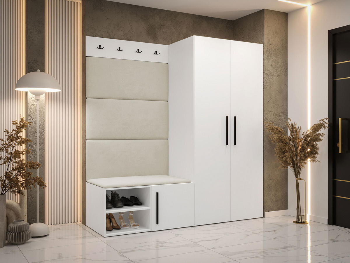 GARDEROBEN-SET Medi I - Beige/Schwarz, Holzwerkstoff/Kunststoff (80/191/50cm) - MIRJAN24