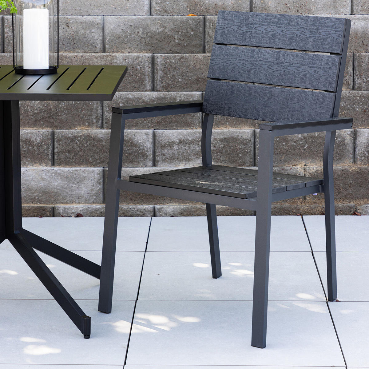 GARTENSTUHL - Schwarz - Aluminium - 58 x 90 x 60 cm - Schwarz, Metall (58/90/60cm) - home24