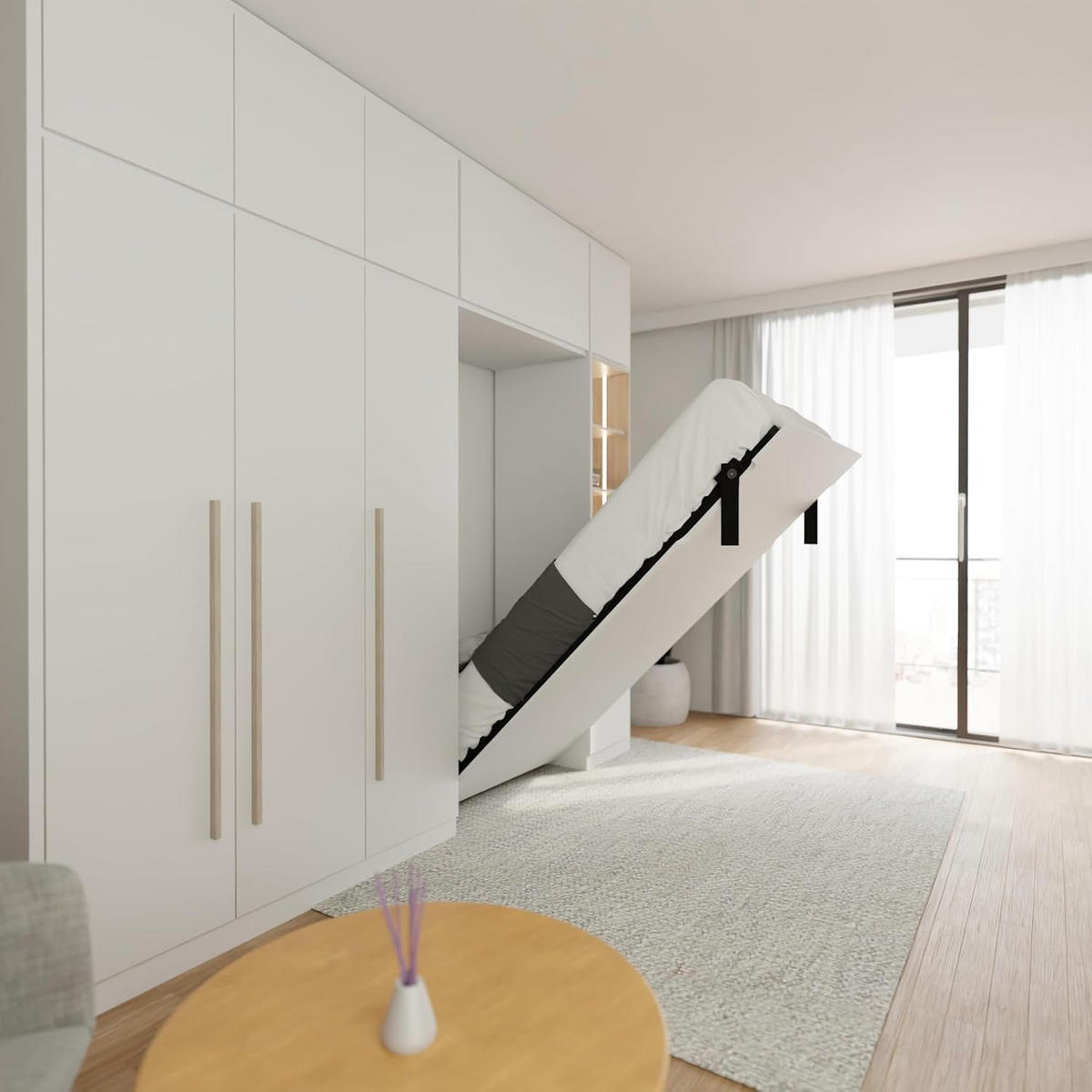 SCHRANKBETT Morphy Einbaubares 90x200 Vertikal - Weiß, Holz (90/200cm) - WallBedKing