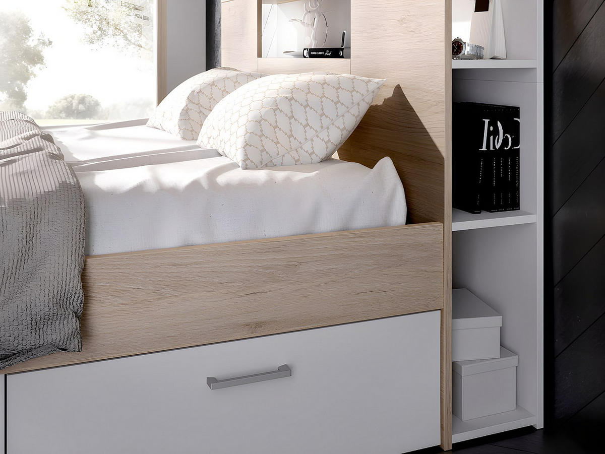 BETTRAHMEN - 2 Personen-Sitzer - Holz, Platte - Naturfarben Hell, Weiß - - Naturfarben/Weiß, Holz (160/200cm) - Vente-Unique