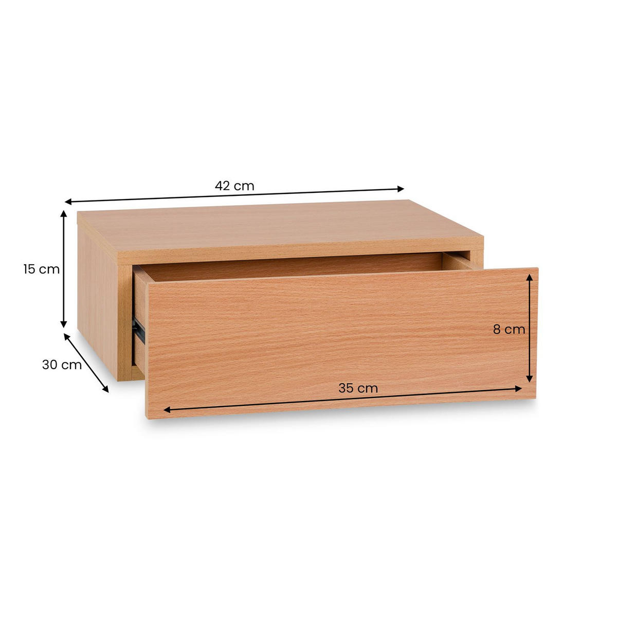 NACHTTISCH ANNE hängend - Buchefarben, Holzwerkstoff (42/14/30cm) - CARO-Möbel