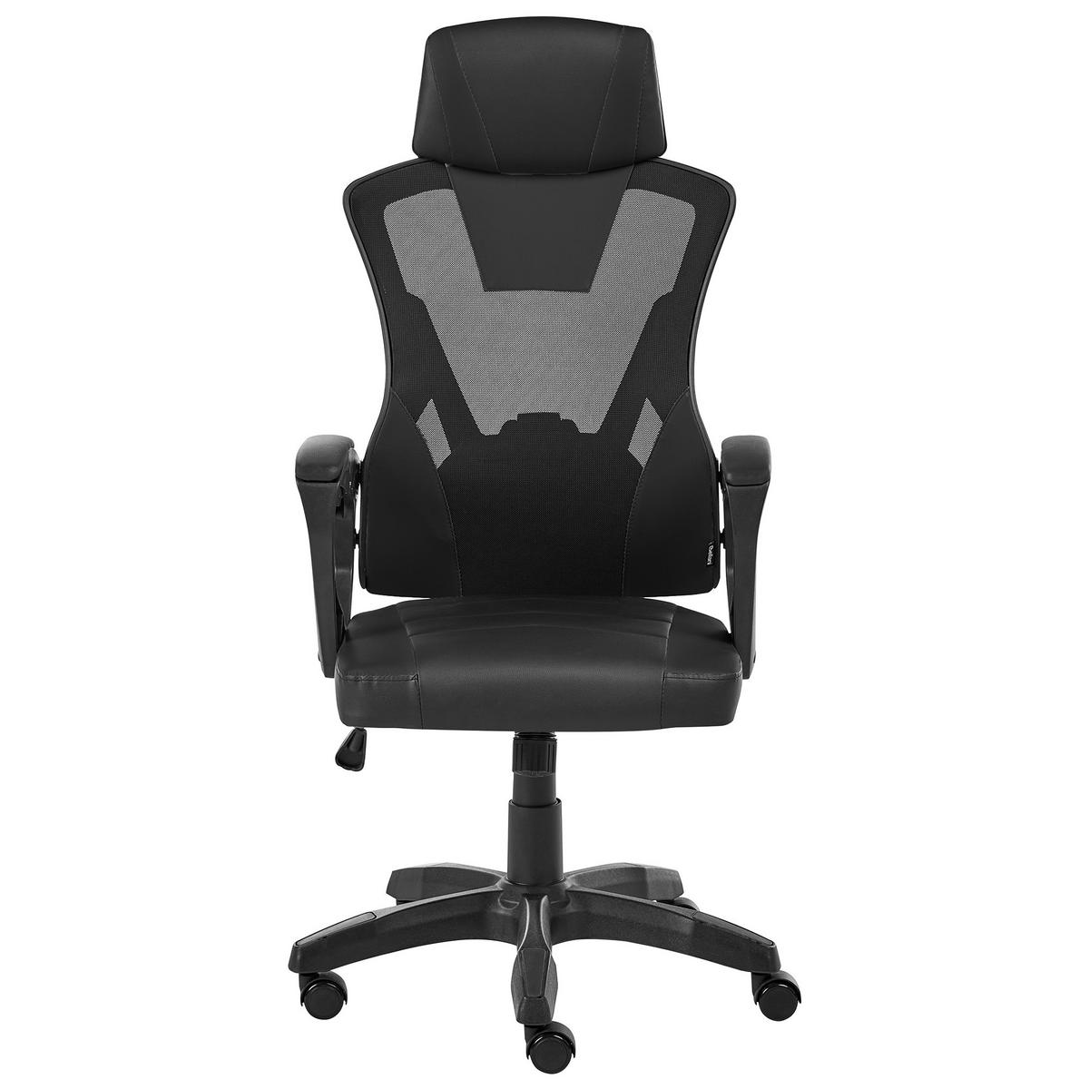 BÜROSTUHL Kunstleder Schwarz Ignis - Schwarz, Kunststoff (60/112/60cm) - Beliani