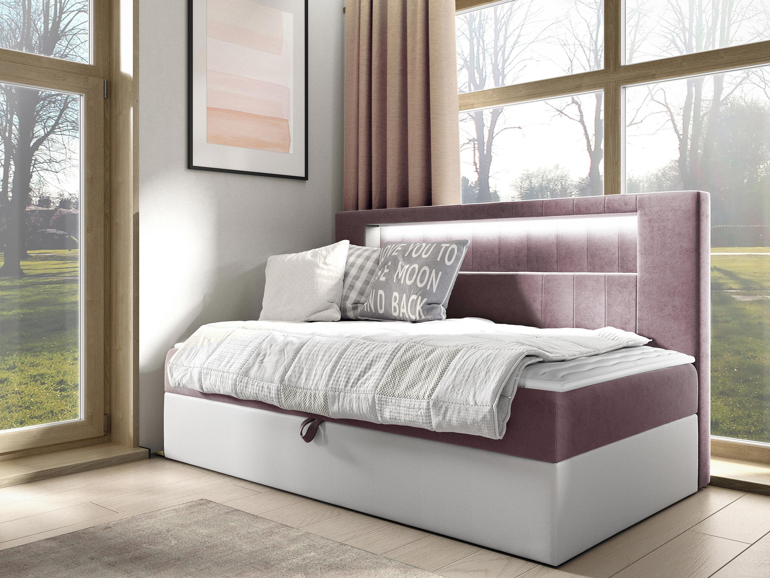 BOXBETT Gold Junior 2 - Weiß/Rosa, Holz (100/200cm) - MIRJAN24