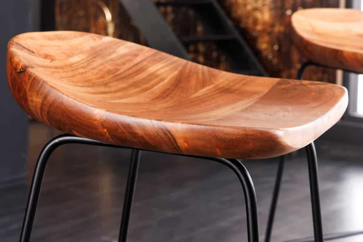 BARHOCKER MAMMUT Akazie Natur - Schwarz/Braun, Holz/Metall (44/84/42cm) - riess-ambiente