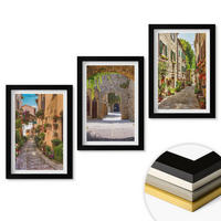 WANDBILDER 3er-Set - 20x30 cm Schwarzer Rahmen - Italienische Straßen, Blumen, Architektur - Schwarz, Kunststoff (20/30cm) - ArtPrintCave