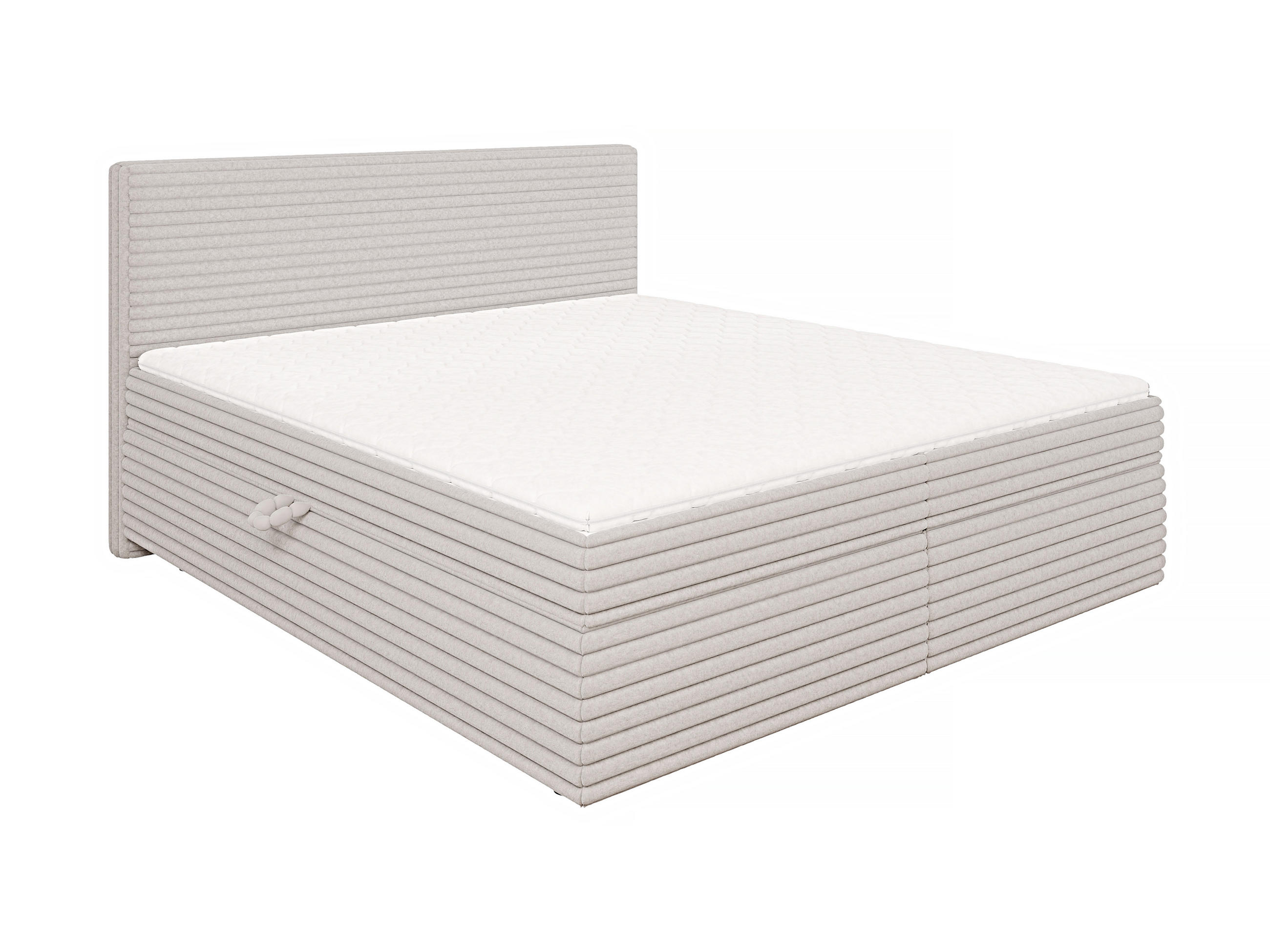 BOXBETT Roma 180/200 cm Hellgrau Plüschcord - Hellgrau/Schwarz, Holz/Kunststoff (180/200cm) - S-Style Möbel