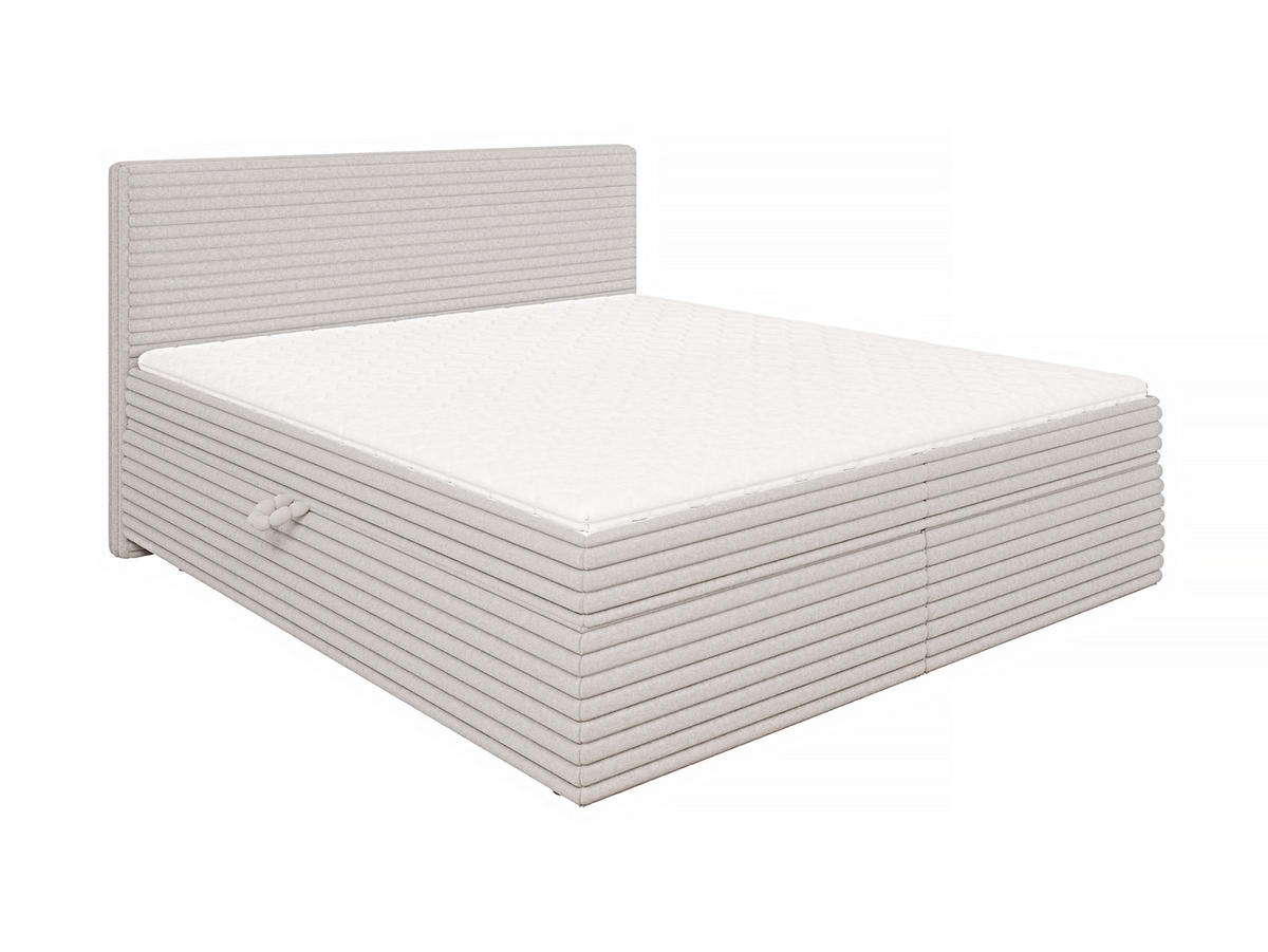 BOXBETT Roma 180/200 cm Hellgrau Plüschcord - Hellgrau/Schwarz, Holz/Kunststoff (180/200cm) - S-Style Möbel