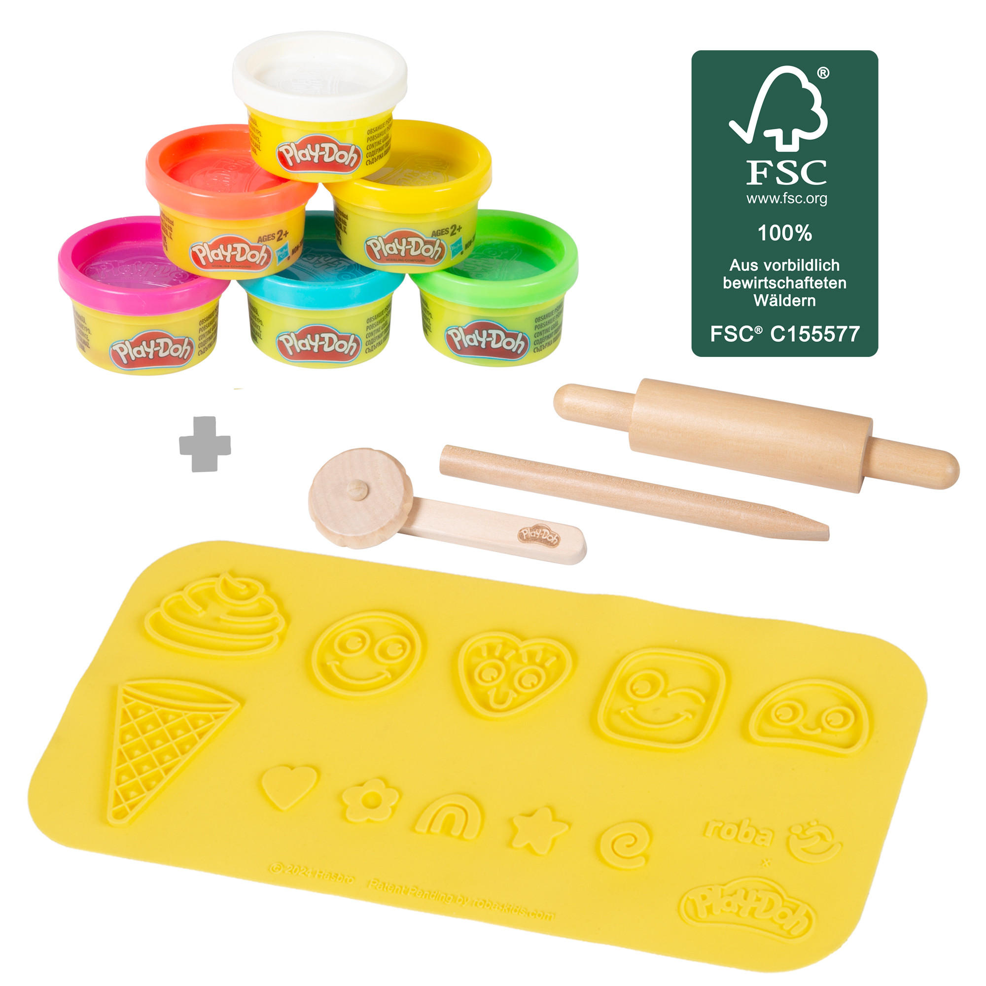 SPIELSET KNETE roba x Play-Doh Klein - Multicolor, Holz/Kunststoff (30/14.5/1cm) - Roba