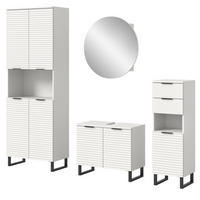 BADMÖBEL-SET 4-teilig weiß 205 cm, Komplettset mit Soft-Close - Weiß, Glas/Holzwerkstoff (105/193/34cm) - Inn.Furn