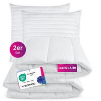 BETTENSET 2er Set Bettdecke und Kopfkissen 135/200 cm Microfaser Ganzjahresdecke - Weiß, Textil (135/200cm) - wometo
