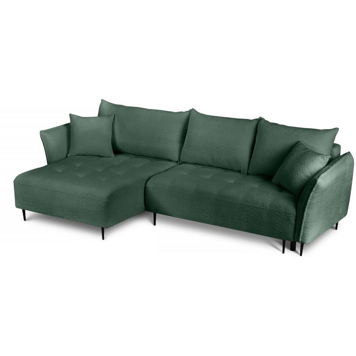 ECKSCHLAFSOFA Bari links grün - Schwarz/Grün, Textil (276/158cm) - Beautysofa