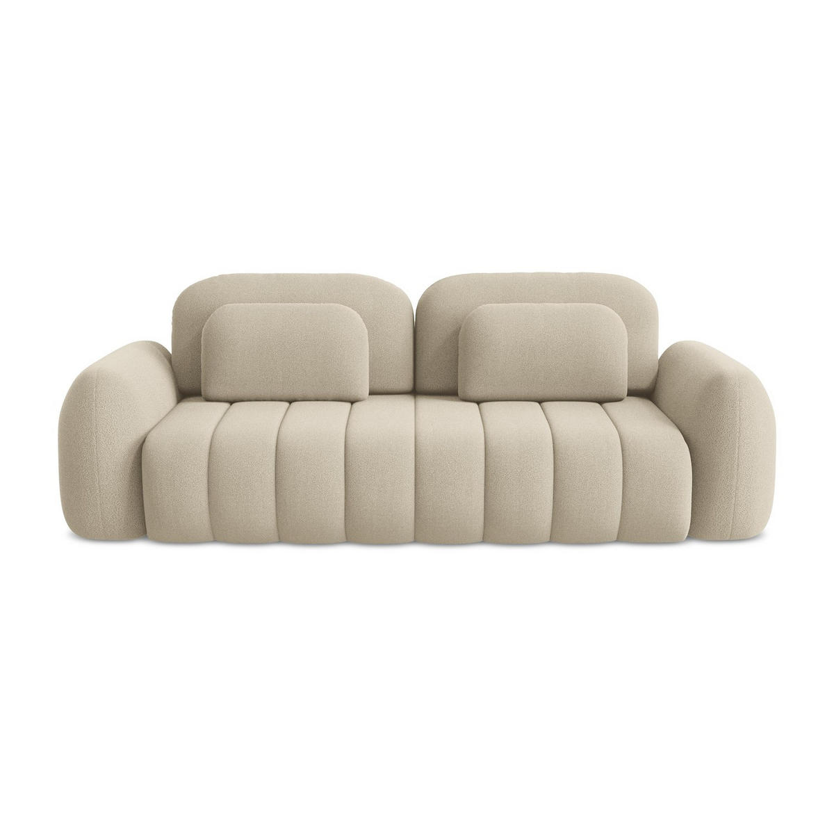 3-SITZER SOFA mit Schlaffunktion Bouclé Stoff Beige - Ecru/Schwarz, Holzwerkstoff/Kunststoff (266/95/121cm) - LaMiaSofa