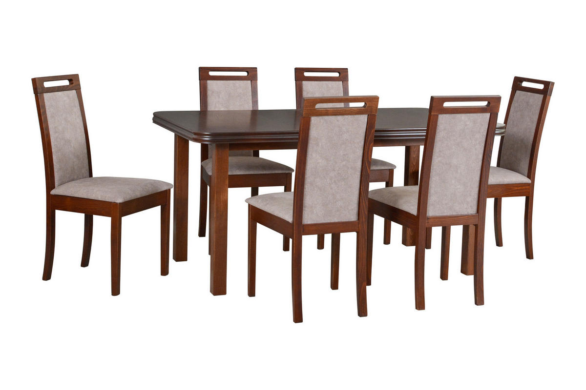 ESSZIMMERSTUHL - Set 4x Roma 6, nussbaum, dora 22  - Beige/Nussbaumfarben, Holz (45/96/41cm) - Leaf Design