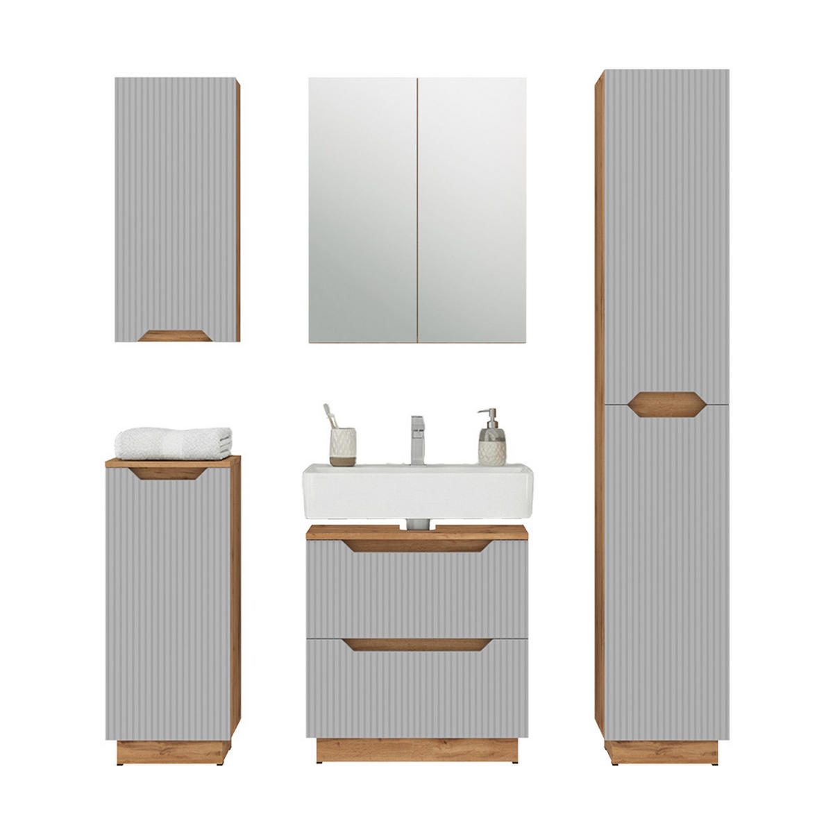 KOUPELNOVÝ NÁBYTEK Lotta Dubový/šedý pruhovaný - šedá, kompozitní dřevo (59.8/62.5/32cm) - Vicco