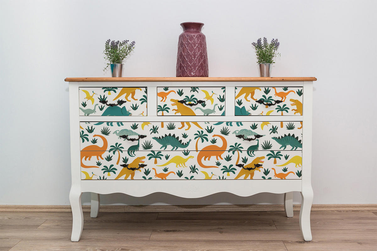 MÖBELAUFKLEBER 100x50 cm Dinosaurier - Multicolor, Kunststoff (100/50/50cm) - TULUP