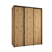 SCHWEBETÜRENSCHRANK 235,2/200/60 3-türig - Schwarz/Eiche Artisan, Holz/Metall (200/235/60cm) - Abiks Möbel