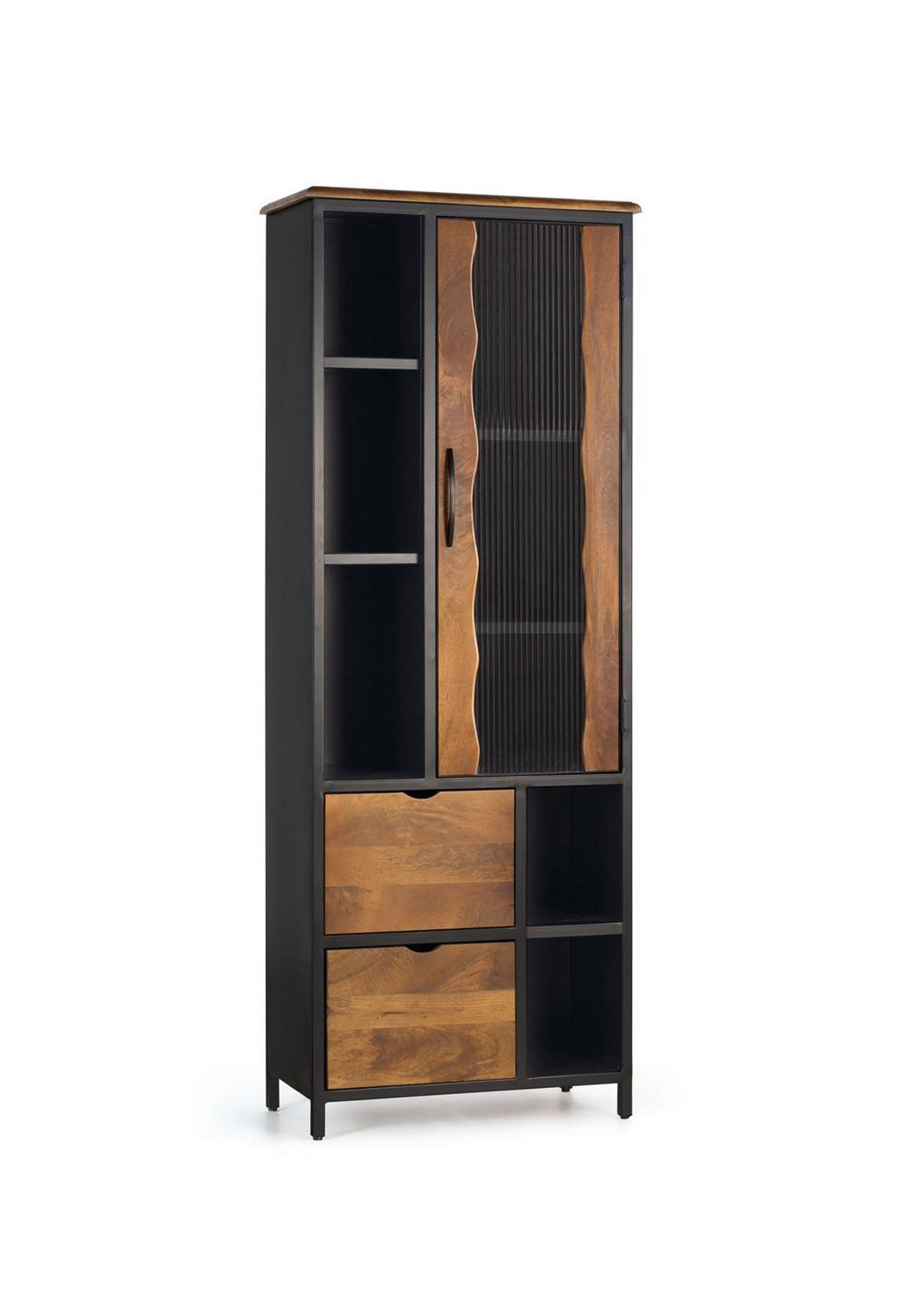 VITRINE Mangoholz und Metallelementen - Schwarz, Holz (38/198/75cm) - Giner y Colomer
