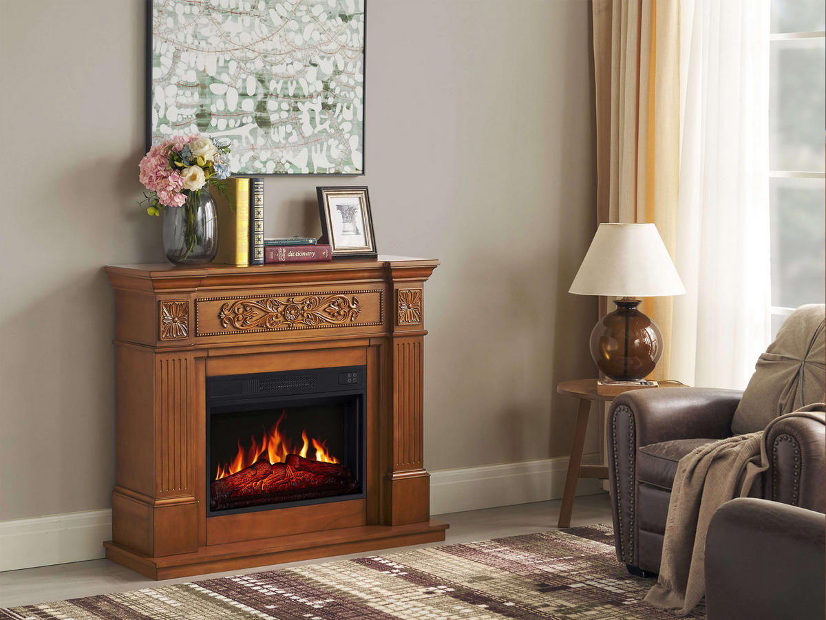 ELEKTROKAMIN Toscana AF23S Eiche – Breite 107 cm, 3D-Flammeneffekt, LED-Beleuchtung, Heizfunktion - Braun, Glas/Holzwerkstoff (106.6/92.5/37cm) - ArtiFlame