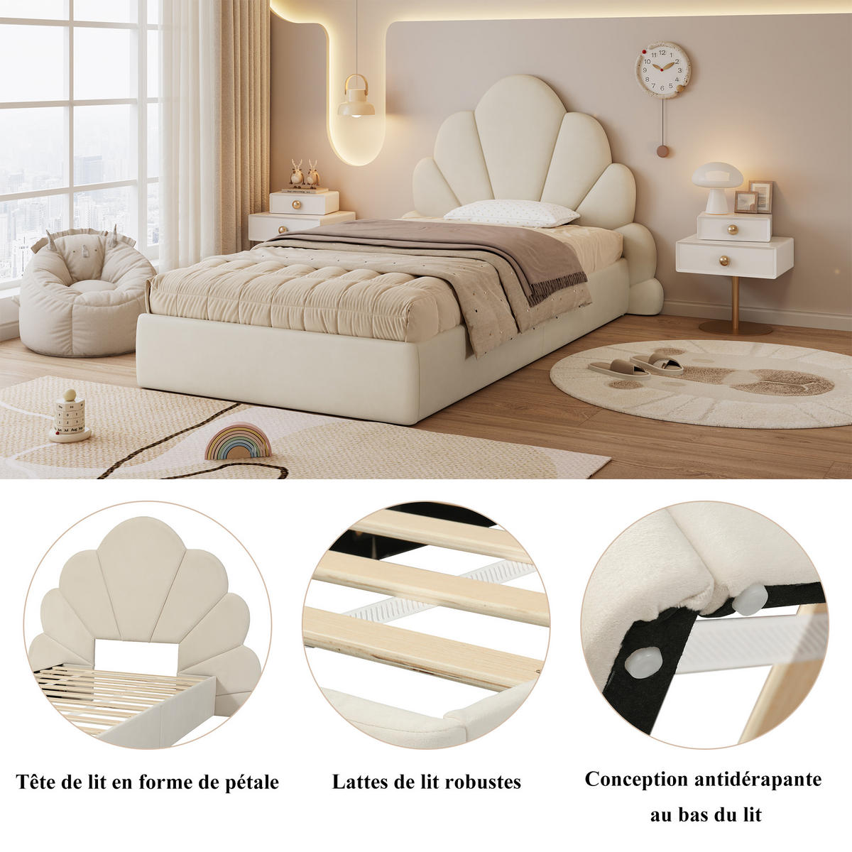 POLSTERBETT 90x200 cm Samt beige - Beige, Textil (90/200cm) - Fortuna Lai