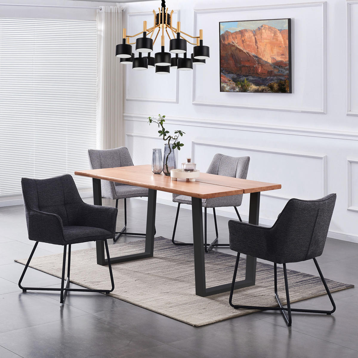 ARMLEHNSTUHL BREIGHT Anthrazit 2 Stück - Anthrazit, Textil/Metall (56/83/59cm) - B&D Home