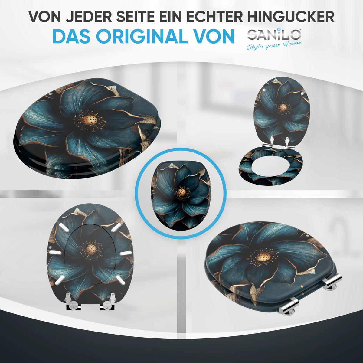 WC Sitz mit Absenkautomatik Bellezza - Blau, Holzwerkstoff (38/6/47cm) - Sanilo