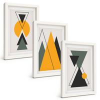 BILDER SET 3er Set - 20x30 cm Weißer Rahmen - Abstrakte geometrische Formen - Weiß, Kunststoff (20/30cm) - TULUP