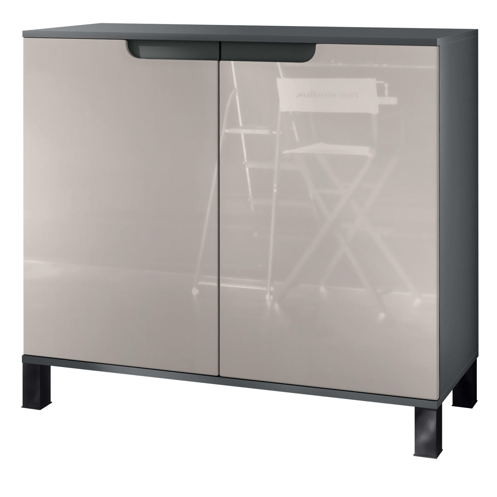 KOMMODE Sylt Sandgrau Hochglanz - Sandfarben, Holzwerkstoff (92.5/84.5/35cm) - Vladon