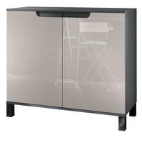 KOMMODE Sylt Sandgrau Hochglanz - Sandfarben, Holzwerkstoff (92.5/84.5/35cm) - Vladon